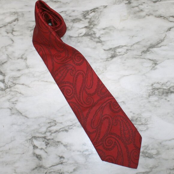 Jos. A. Bank Other - JOSEPH A. BANK Neck Tie Red Large Paisely Print Silk Necktie Accessory Office